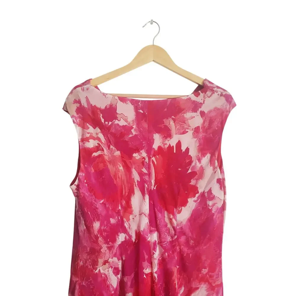 Jones New York Floral Print Cowlneck Midi Dress Pink Size 14W